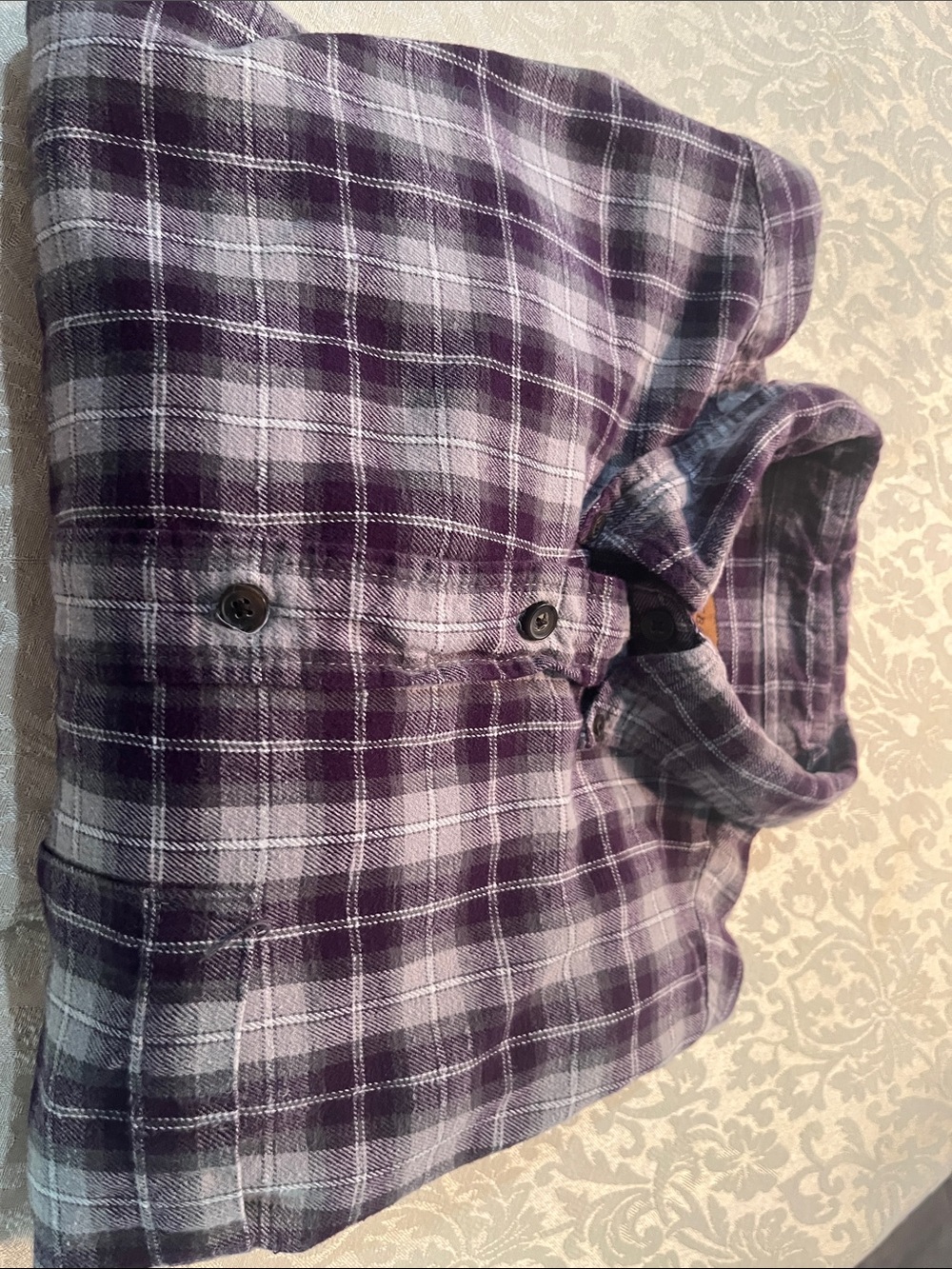 St. John's Bay Purple Plaid Button-Down Shirt